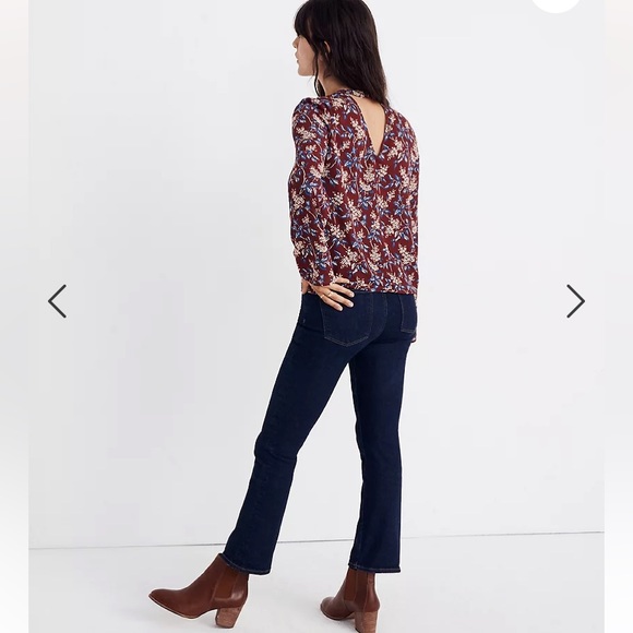 Madewell Burgundy Fall Floral Blouse Top XXS - Picture 4 of 10